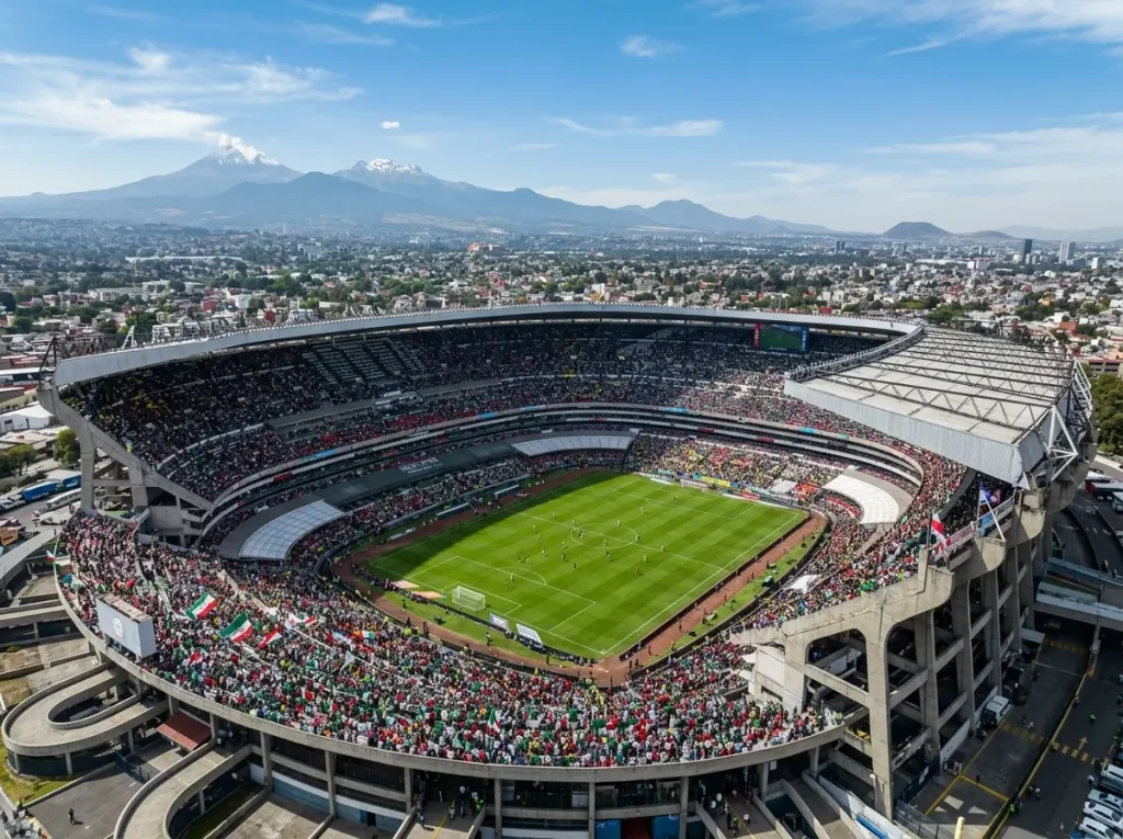 Vue panoramique de l'Estadio Azteca de Mexico, stade du match d'ouverture de la Coupe du Monde 2026