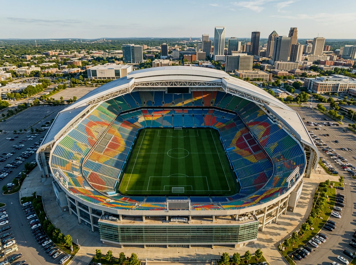 Vue aérienne d'un stade de football américain préparé pour la Coupe du Monde