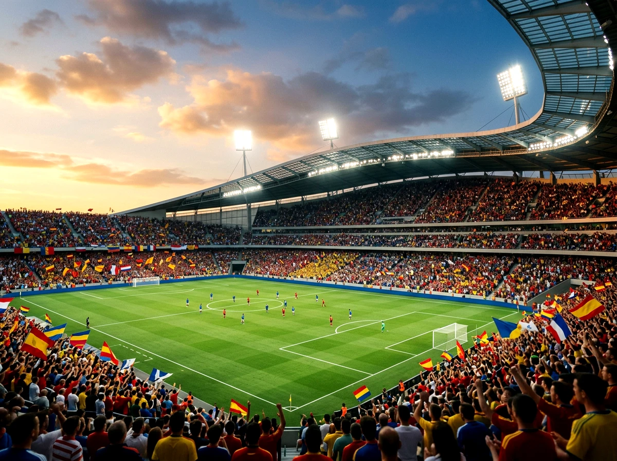 Stade de football avec supporters lors d'un match de la Coupe du Monde 2026