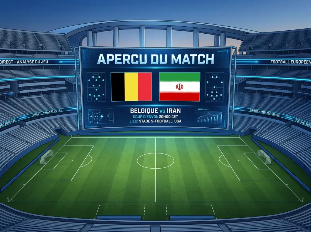 Match Belgique contre Iran au SoFi Stadium pour le Mondial 2026